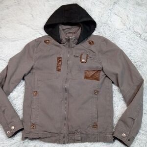 CJ Black Jacket Womens M Gray Hoodie Pockets Gorpcore Work Coat‎ Chore Street